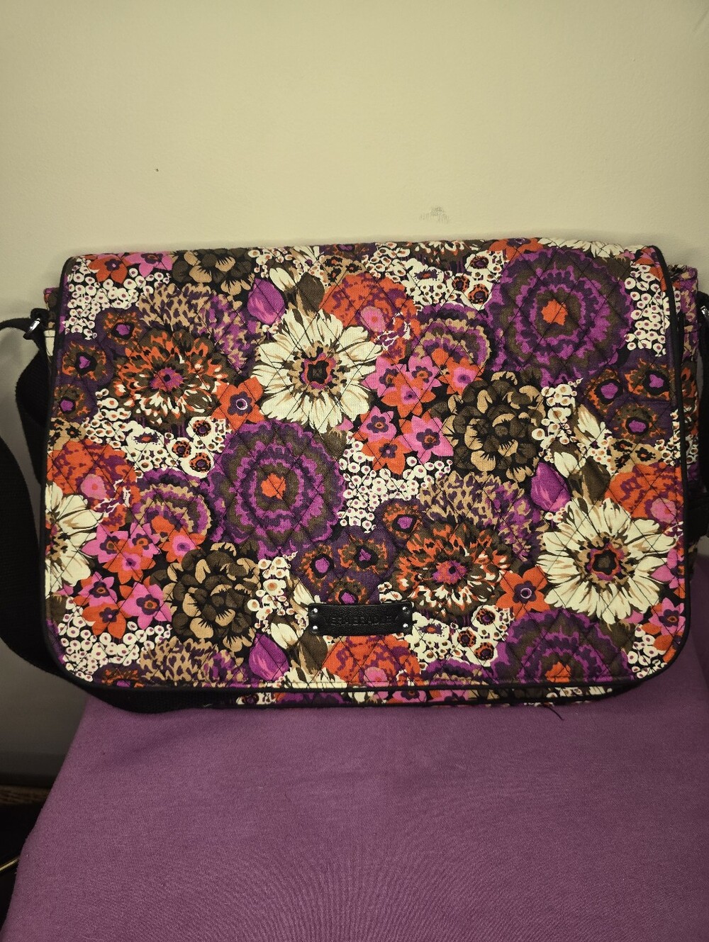 Vera Bradley Purple Orange Floral Crossbody Bag